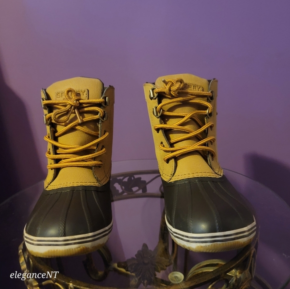 Sperry Little Boy's Bowline Tan Duck Boots Sz: 3M - Picture 2 of 10